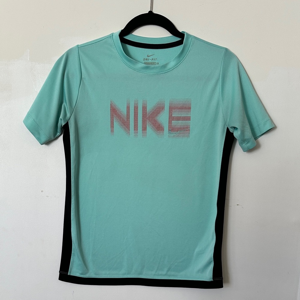 Nike Aqua and Black Dri-FIT Tee Youth XL
